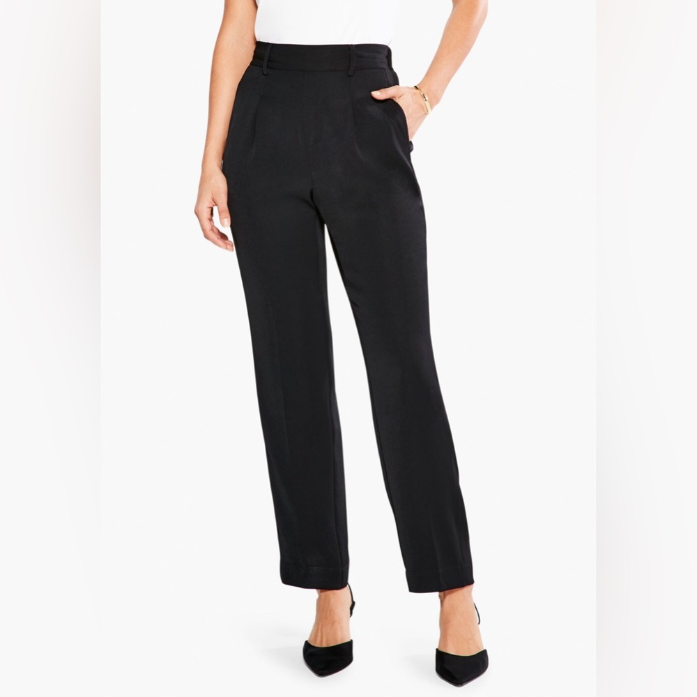 NEW NWT Nic & Zoe Smart Look Black Relaxed Pleated Trouser Pants Size 0